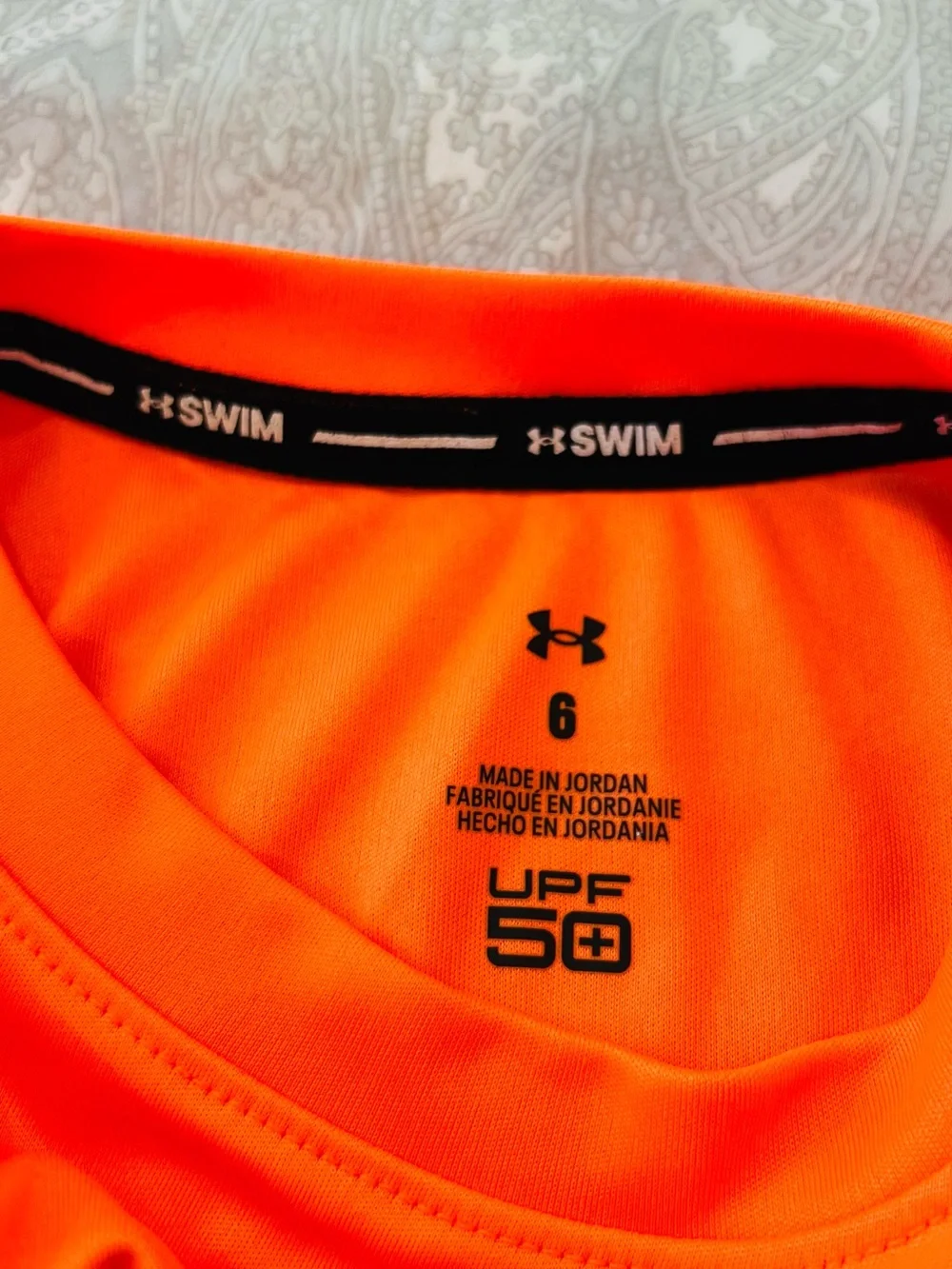 Under Armour Orange boys Short-Sleeve Top With Blue Shorts swimwear Set size 6